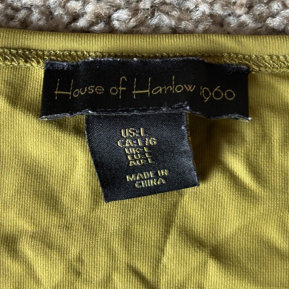 House of Harlow 1960 Large Bodysuit Long Sleeve Top Green Stretchy Boho Designer - Picture 2 of 5